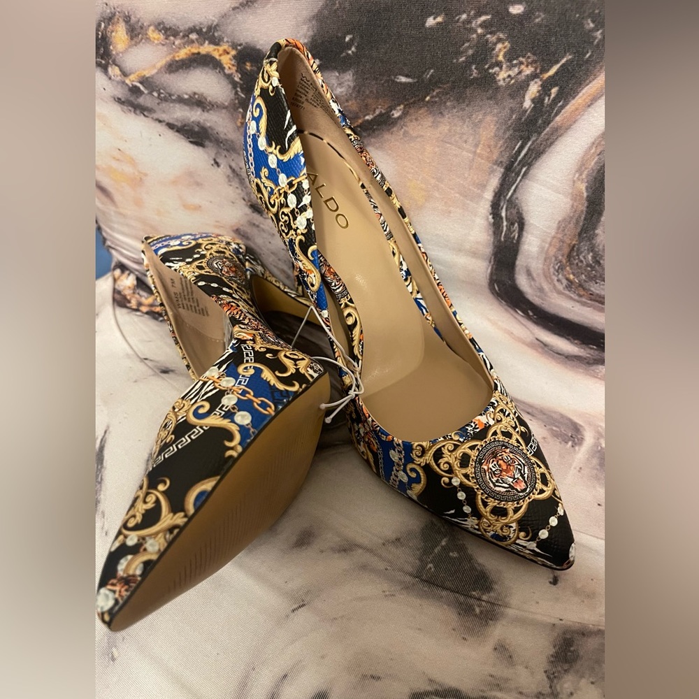 ALDO SASSEY TIGER HEEL PUMPS
